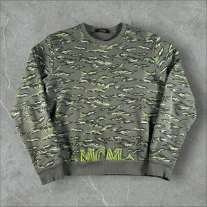 MCM‎ Sweatshirt Mens Small Green Multi Camo Pullover Embroidered Designer Luxury